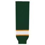 HS630 Knitted Striped Hockey Socks - Dark Green/Gold/White - Front