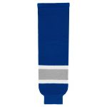 HS630 Knitted Striped Hockey Socks - Royal/Grey/White - Front