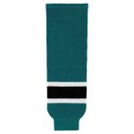 HS630 Knitted Striped Hockey Socks - Pacific Teal/Black/White - Front