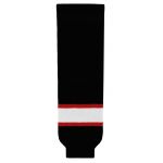 HS630 Knitted Striped Hockey Socks - Ottawa Black With White Stripe - Front