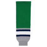 HS630 Knitted Striped Hockey Socks - Plymouth Kelly - Front