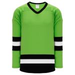 Athletic Knit H6500-107 League Hockey Jersey - Lime Green/Black/White - Primary