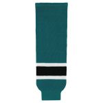 Athletic Knit HS630-457 Knitted Striped Hockey Socks - Pacific Teal/White/Black - Primary