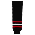 Athletic Knit HS630-614 Knitted Striped Hockey Socks - Chicago 3rd Black - Primary