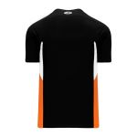 BA1763 One Button Baseball Jersey - Black/White/Orange - Back