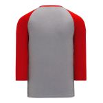BA1846 Pullover Baseball Jersey - Heather Grey/Red - Back