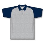 Athletic Knit A1815-921 Apparel Polo Shirt - Heather Grey/Navy - Front