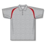 Athletic Knit A1820-923 Apparel Polo Shirt - Heather Grey/Red - Front