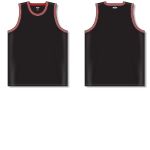 Athletic Knit B1710-348 Pro Basketball Jersey - Black/Red/White - Full