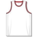 Athletic Knit B1710-415 Pro Basketball Jersey - White/Red/Black - Front