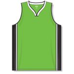 Athletic Knit B1715-107 Pro Basketball Jersey - Lime Green/Black/White - Front