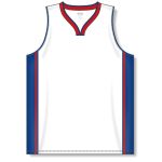 Athletic Knit B1715-335 Pro Basketball Jersey - White/Royal/Red - Front