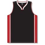 Athletic Knit B1715-348 Pro Basketball Jersey - Black/Red/White - Front