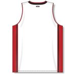 Athletic Knit B1715-415 Pro Basketball Jersey - White/Red/Black - Rear