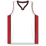 Athletic Knit B1715-415 Pro Basketball Jersey - White/Red/Black - Front