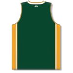 Athletic Knit B1715-439 Pro Basketball Jersey - Dark Green/Gold/White - Rear