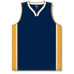 Athletic Knit B1715-460 Pro Basketball Jersey - Navy/Gold/White - Front