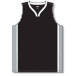 Athletic Knit B1715-918 Pro Basketball Jersey - Black/Grey/White - Front