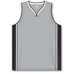 Athletic Knit B1715-973 Pro Basketball Jersey - Grey/Black/White - Front