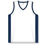Athletic Knit B2115-217 Pro Basketball Jersey - White/Navy - Front