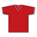 Athletic Knit BA1333-414 Pullover Baseball Jersey - Red/Black/White - Front