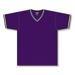 Athletic Knit BA1333-438 Pullover Baseball Jersey - Purple/Black/White - Front