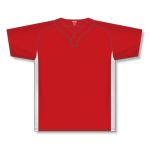 Athletic Knit BA1343-208 One Button Baseball Jersey - Red/White - Front