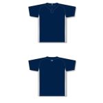 Athletic Knit BA1343-216 One Button Baseball Jersey - Navy/White - Full