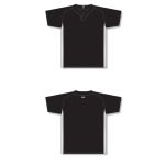Athletic Knit BA1343-221 One Button Baseball Jersey - Black/White - Full