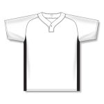 Athletic Knit BA1343-222 One Button Baseball Jersey - White/Black - Front