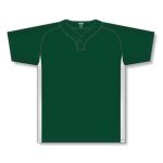 Athletic Knit BA1343-260 One Button Baseball Jersey - Dark Green/White - Front