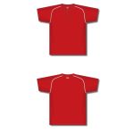 Athletic Knit BA1344-208 Two Button Baseball Jersey - Red/White - Full