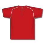 Athletic Knit BA1344-208 Two Button Baseball Jersey - Red/White - Front