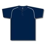 Athletic Knit BA1344-216 Two Button Baseball Jersey - Navy/White - Front