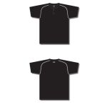 Athletic Knit BA1344-221 Two Button Baseball Jersey - Black/White - Full