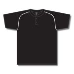 Athletic Knit BA1344-221 Two Button Baseball Jersey - Black/White - Front