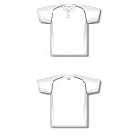 Athletic Knit BA1344-222 Two Button Baseball Jersey - White/Black - Full