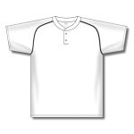 Athletic Knit BA1344-222 Two Button Baseball Jersey - White/Black - Front