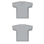 Athletic Knit BA1344-245 Two Button Baseball Jersey - Grey/White - Full