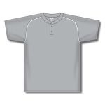Athletic Knit BA1344-245 Two Button Baseball Jersey - Grey/White - Front