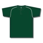 Athletic Knit BA1344-260 Two Button Baseball Jersey - Dark Green/White - Front