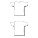 Athletic Knit BA1347-000 Two Button Baseball Jersey - White - Full