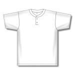 Athletic Knit BA1347-000 Two Button Baseball Jersey - White - Front