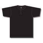 Athletic Knit BA1347-001 Two Button Baseball Jersey - Black - Front