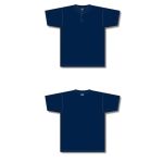 Athletic Knit BA1347-004 Two Button Baseball Jersey - Navy - Full