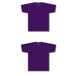 Athletic Knit BA1347-010 Two Button Baseball Jersey - Purple - Full