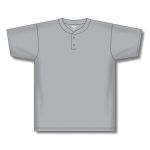 Athletic Knit BA1347-012 Two Button Baseball Jersey - Grey - Front