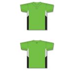 Athletic Knit BA1763-107 One Button Baseball Jersey - Lime Green/White/Black - Full