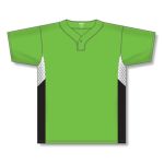 Athletic Knit BA1763-107 One Button Baseball Jersey - Lime Green/White/Black - Front