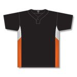 Athletic Knit BA1763-223 One Button Baseball Jersey - Black/White/Orange - Front